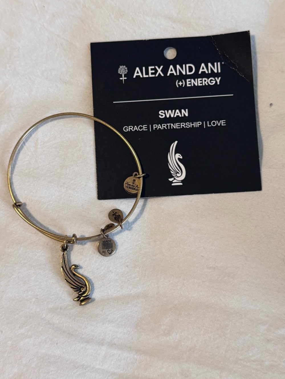 Alex and Ani Gold Swan Charm Bangle Bracelet